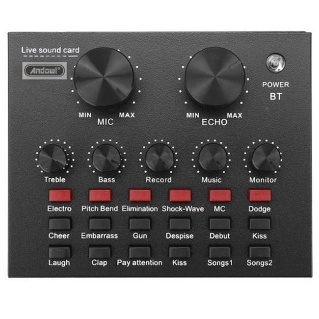 Placa De Sunet Multifunctionala, Bluetooth Mixer Microfoane 6 Sound Modes +12 Sound Effects Live PC Sau Telefon Mufe Micro USB Live 1- Live 2 Si Accompany Instrument